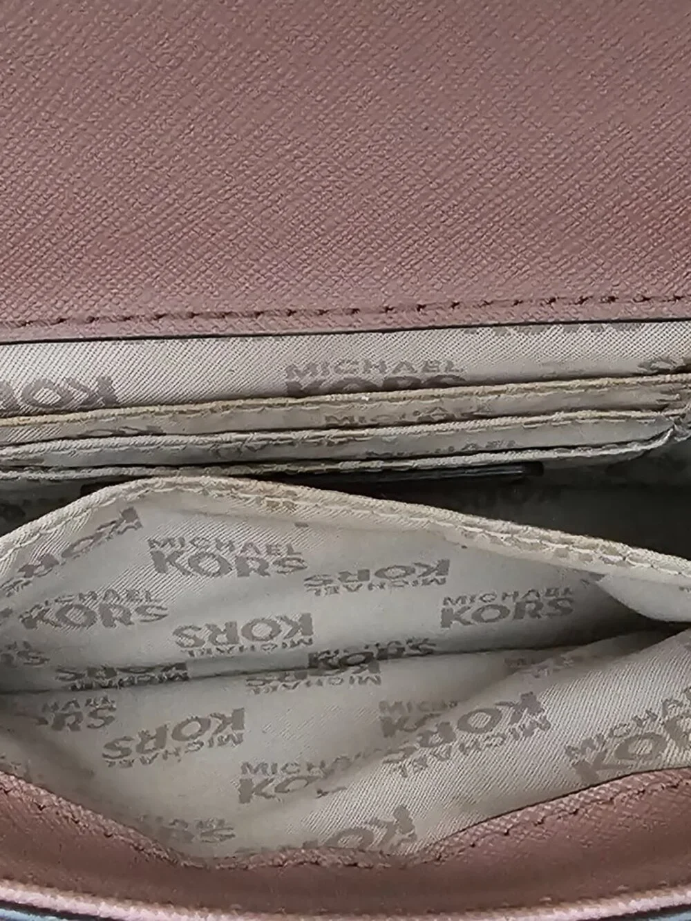 Michael Kors Tina Leather Mini Small Crossbody Clutch Bag COA Chain Dusty Rose